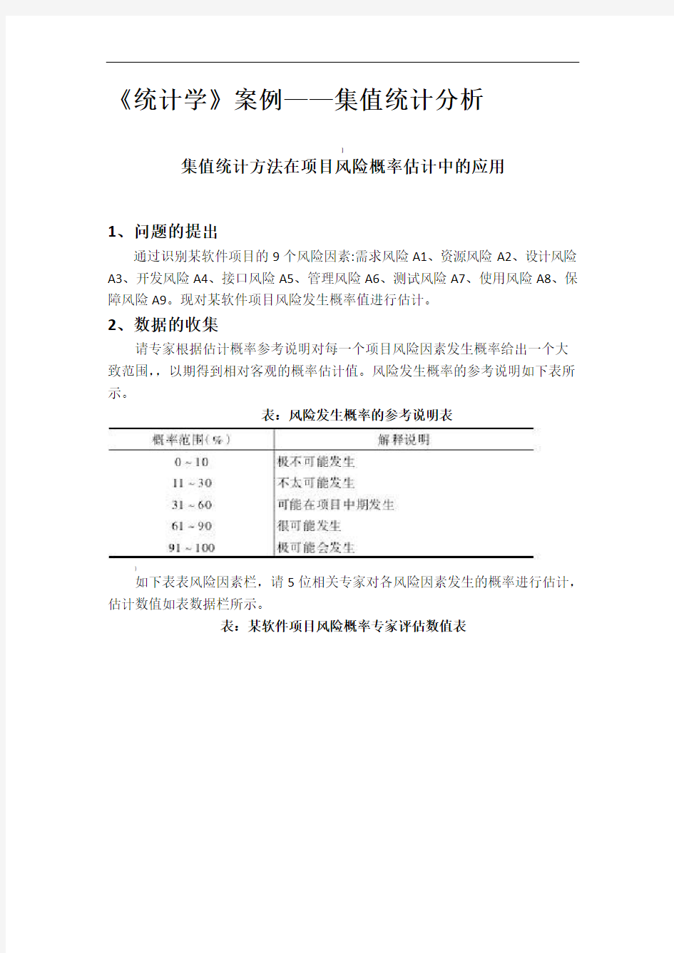 统计学案例——集值统计分析