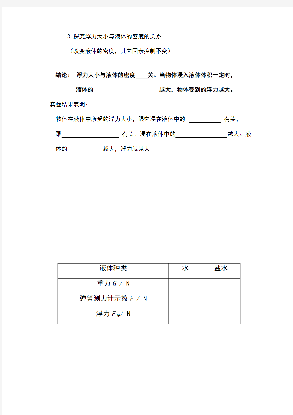 探究浮力的大小与哪些因素有关实验报告