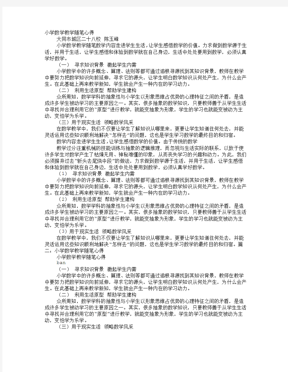 小学数学教学随笔感言