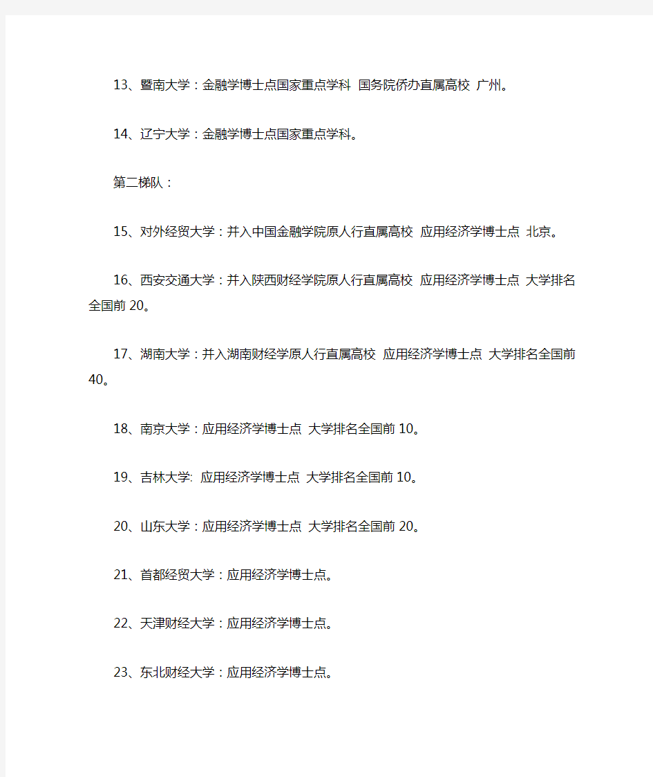 金融专业考研择校必备排名含211 、985所有院校