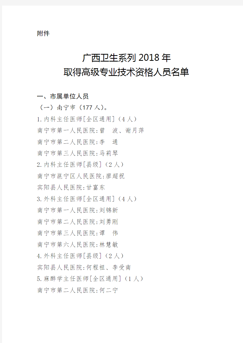 广西卫生系列年取得高级专业技术资格人员名单.doc