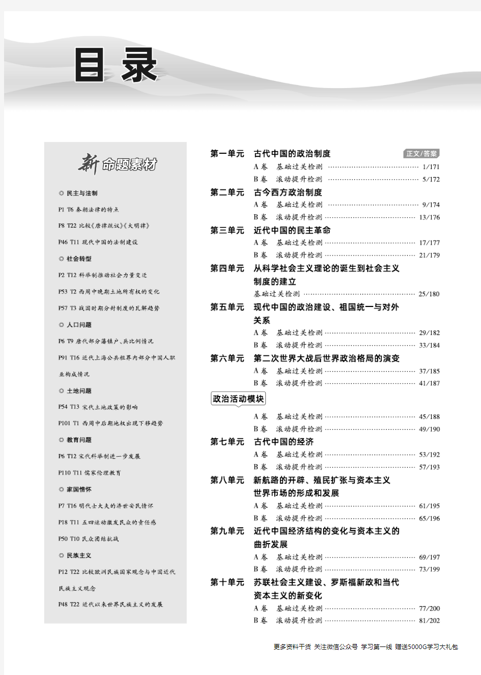 2021全国版《金考卷·一轮复习单元滚动双测卷》  历史【高考资料公众号：学习第一线】