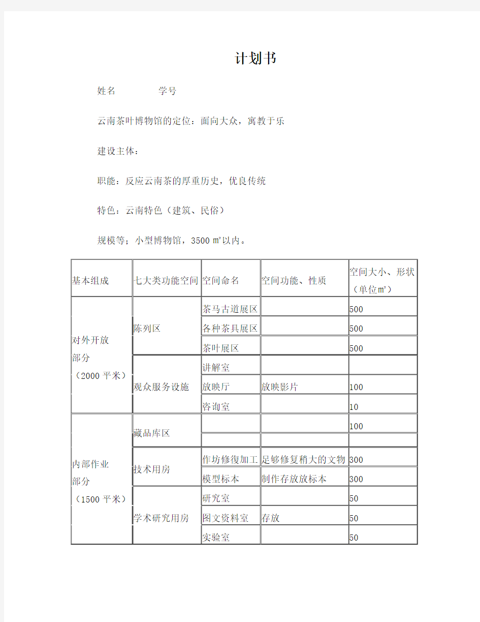 茶文化博物馆设计策划书