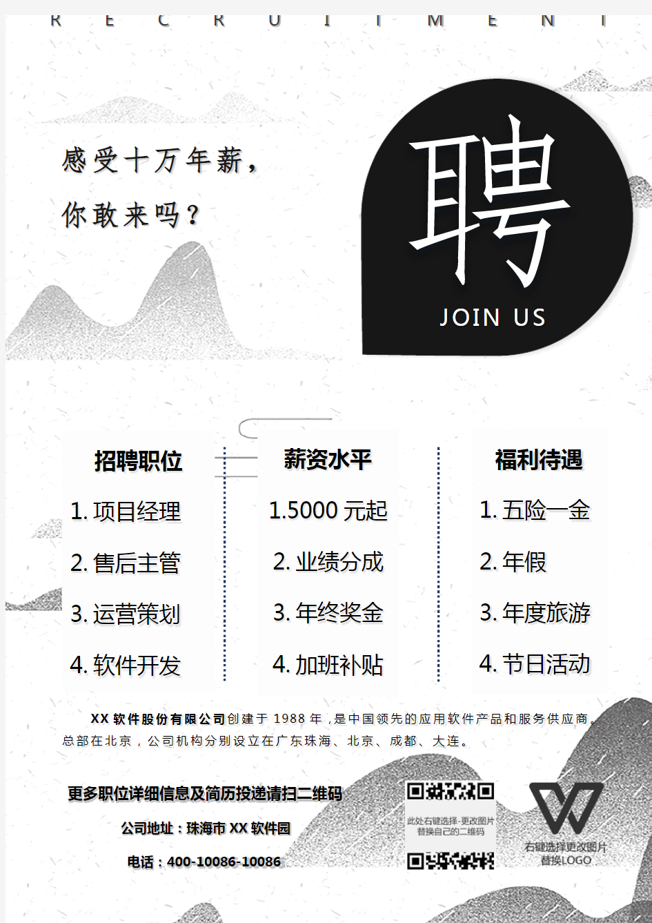word格式模板：招聘宣传单海报中国风招人广告模板