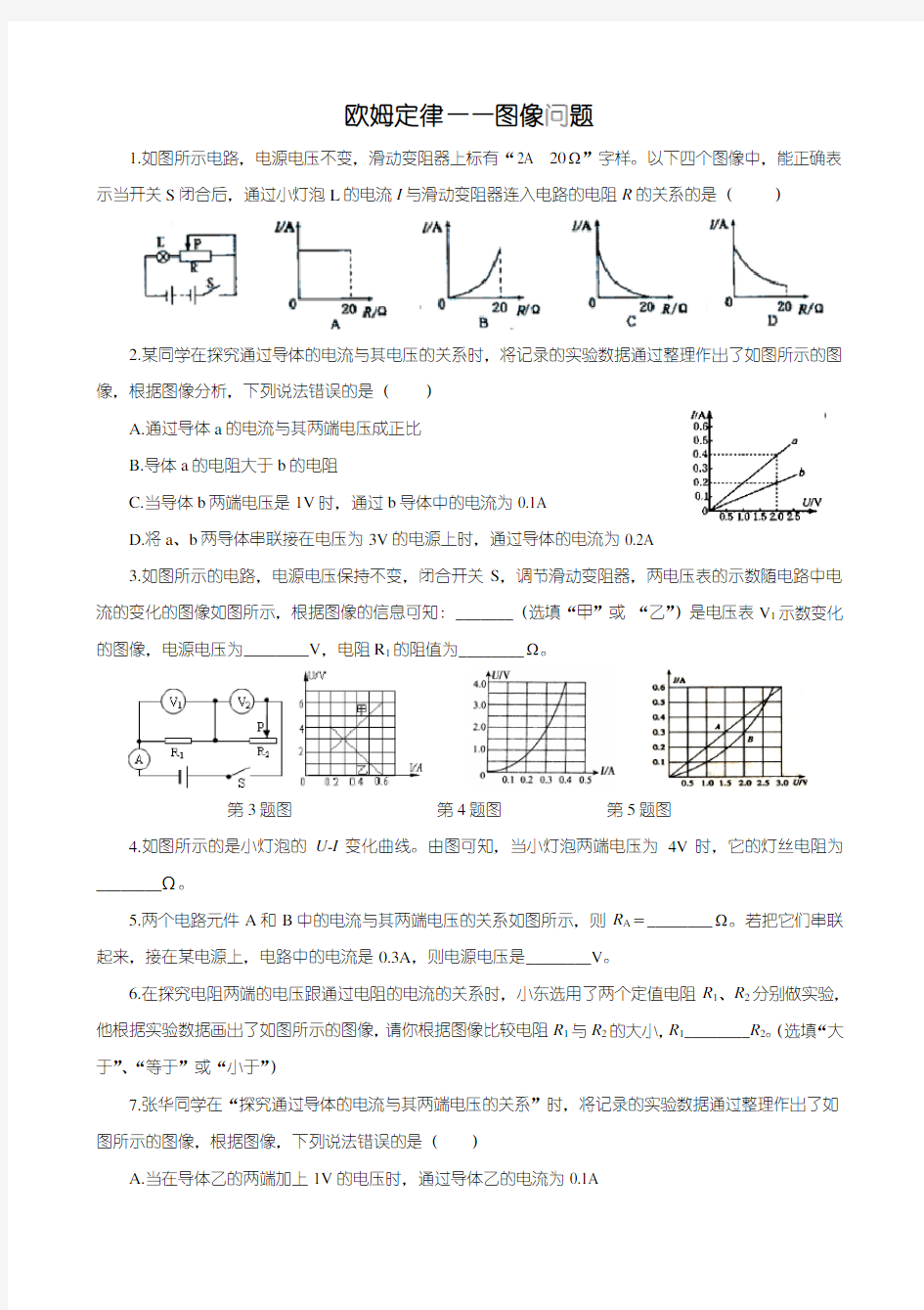 欧姆定律：图像问题