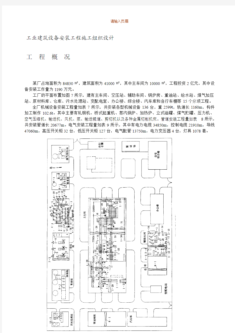 万平米工业厂房设备安装施工组织设计