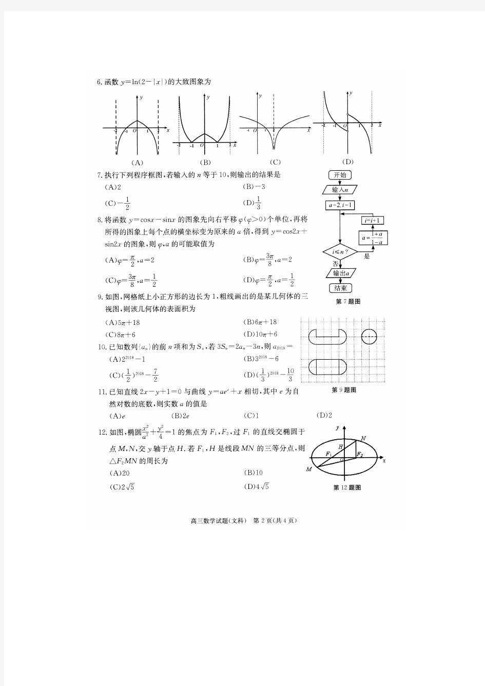 安徽省合肥市2018届高三上学期第一次教学质量检测(一模)文数文科数学试题(高清版含答案)