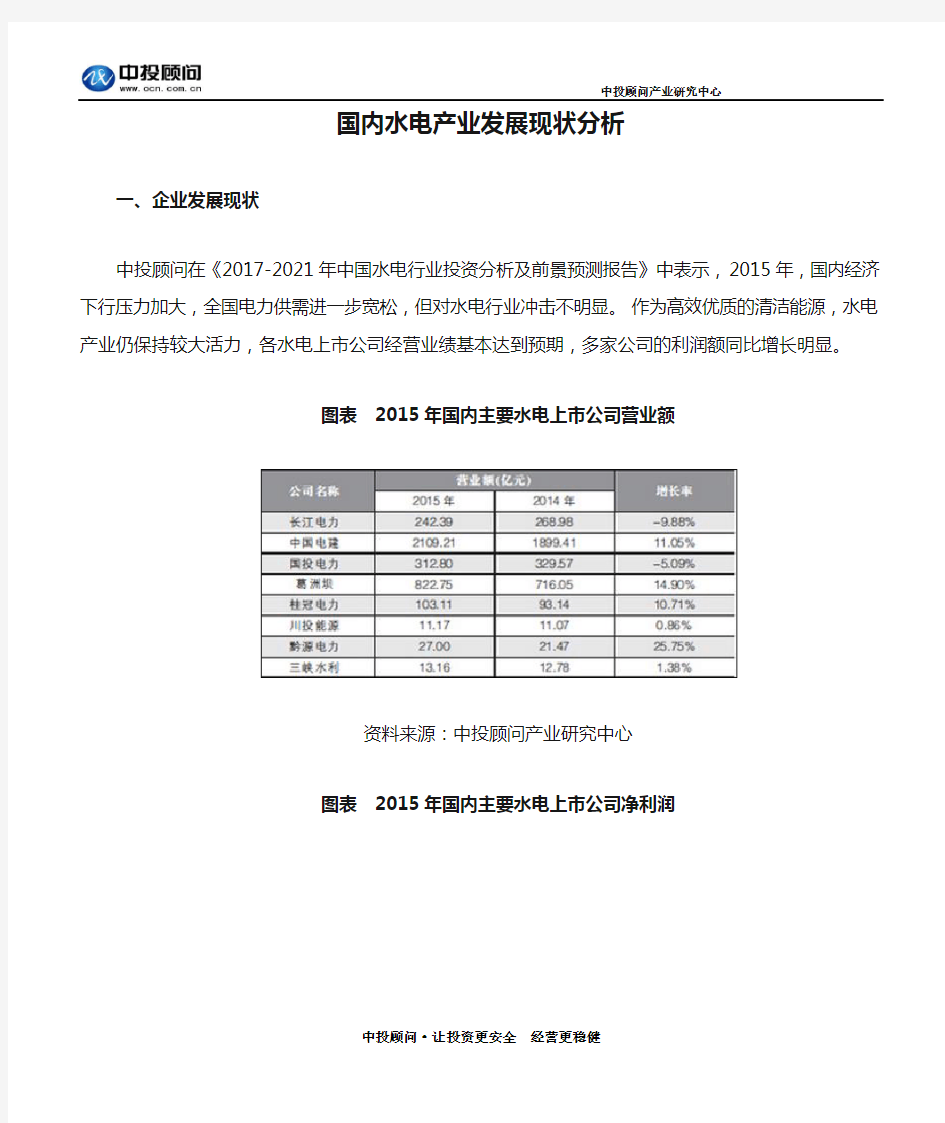 国内水电产业发展现状分析