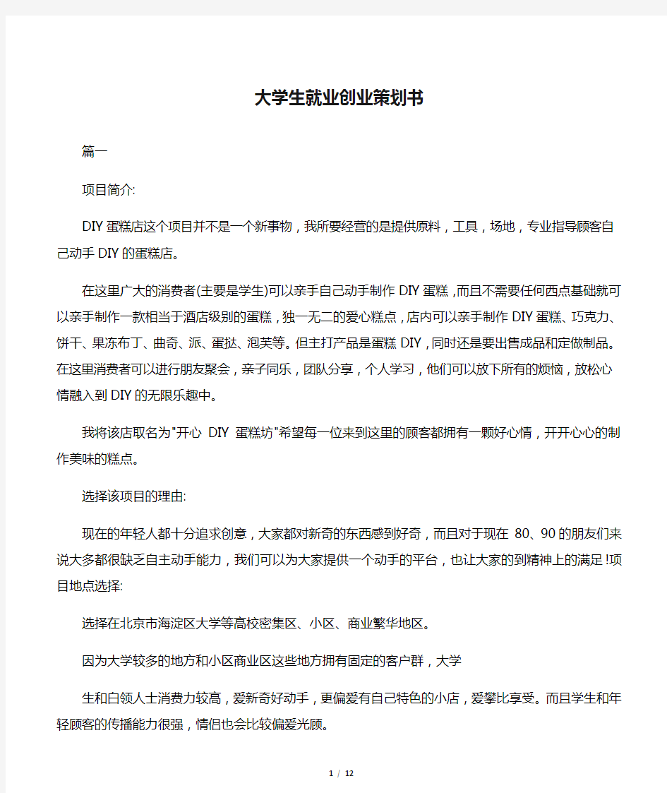 大学生就业创业策划书