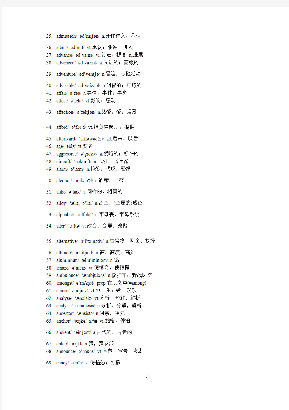 大学四级词汇,带音标