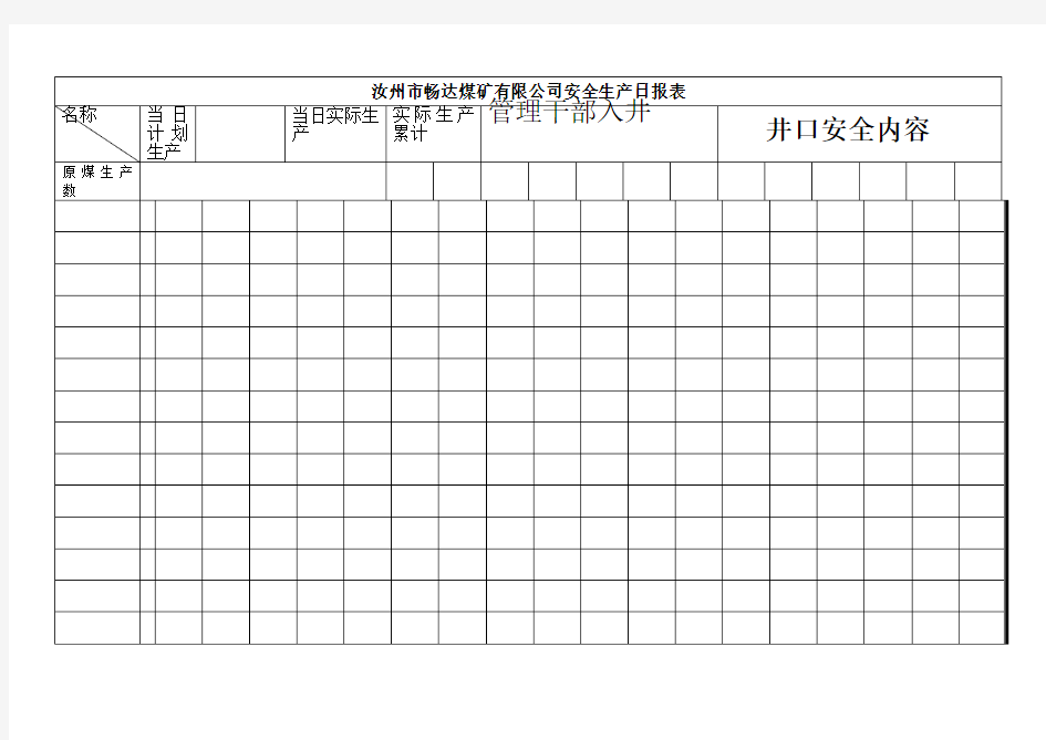 安全生产日报表