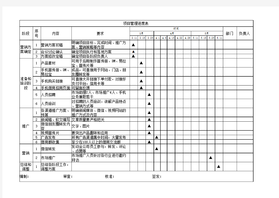 公司项目进度管理表