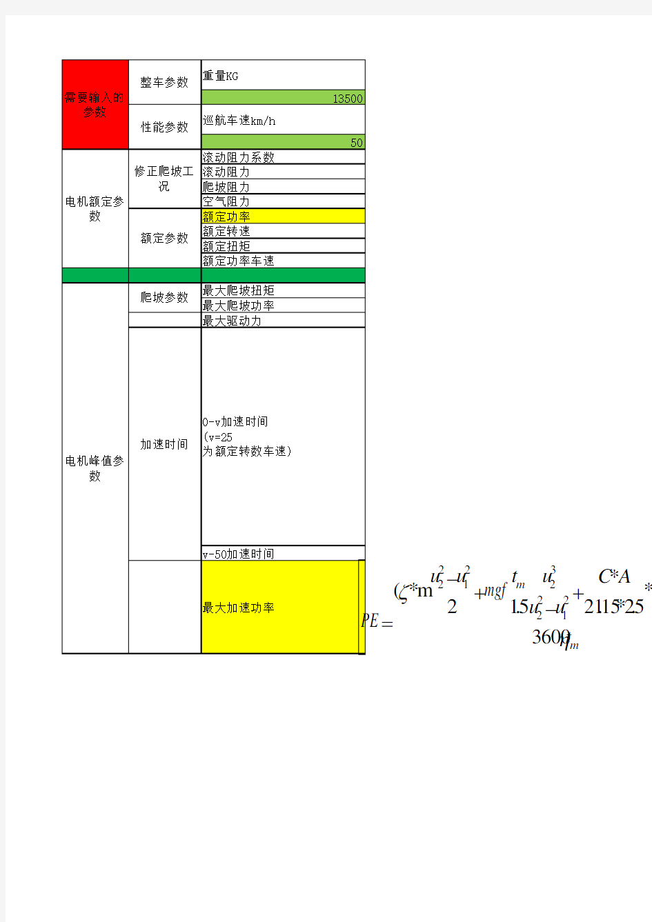 纯电动车电机选型计算