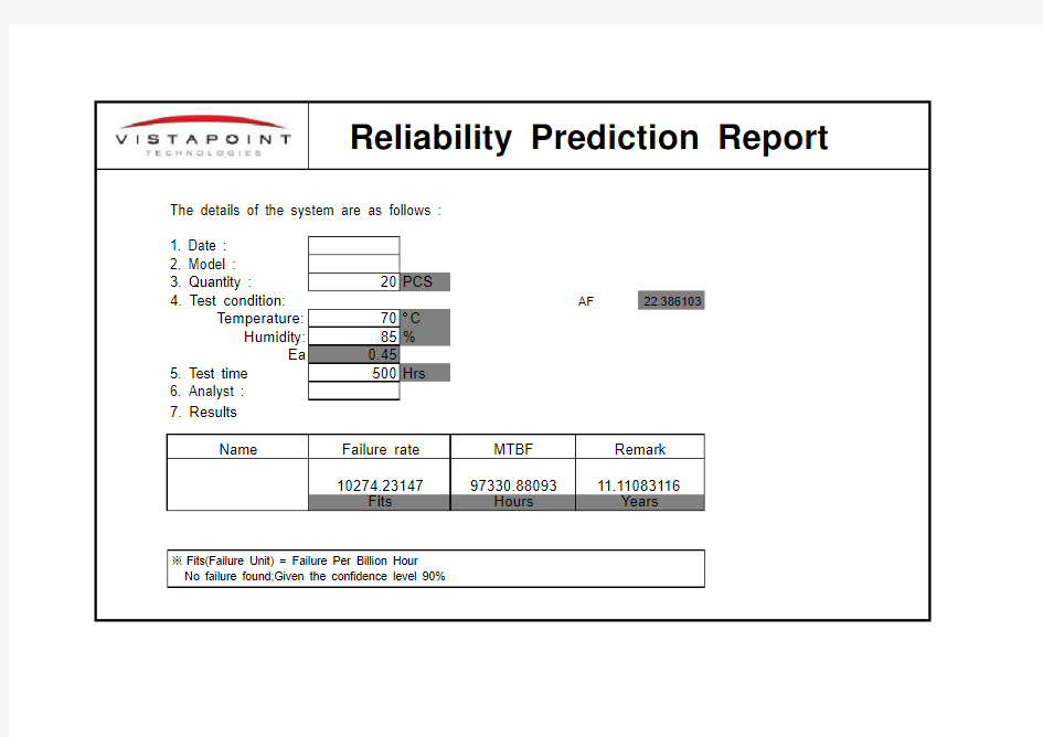 RELIABILITY-MTBF-calculation tool