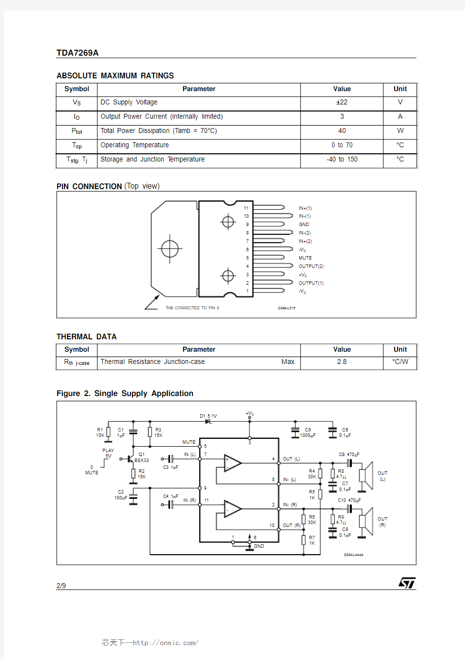 TDA7269A, 规格书,Datasheet 资料