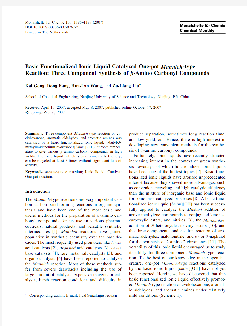 Basic Functionalized Ionic Liquid