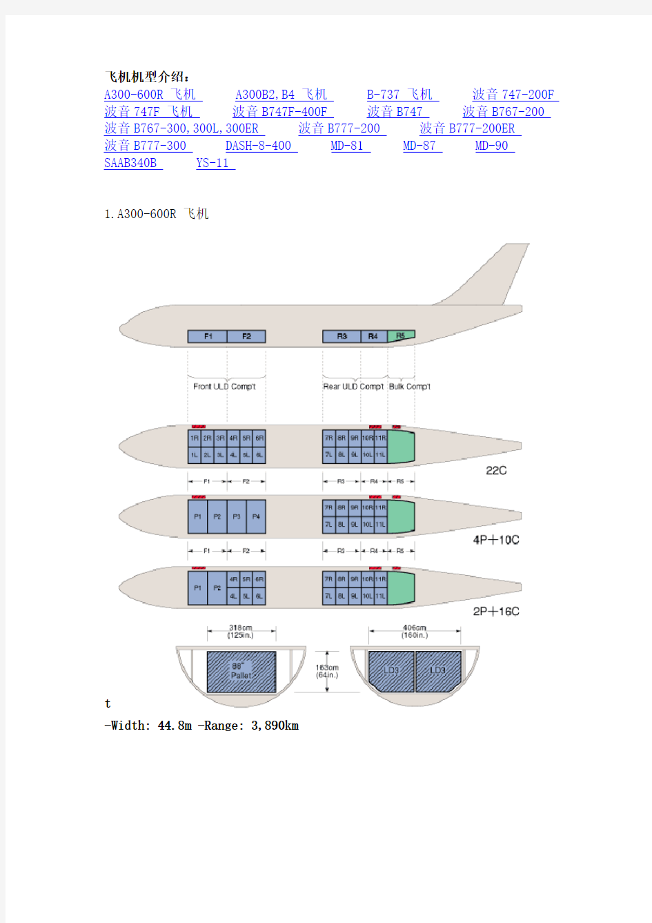 飞机机型介绍