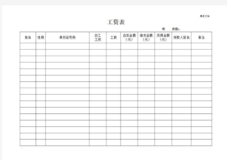 农民工工资表1(模板)