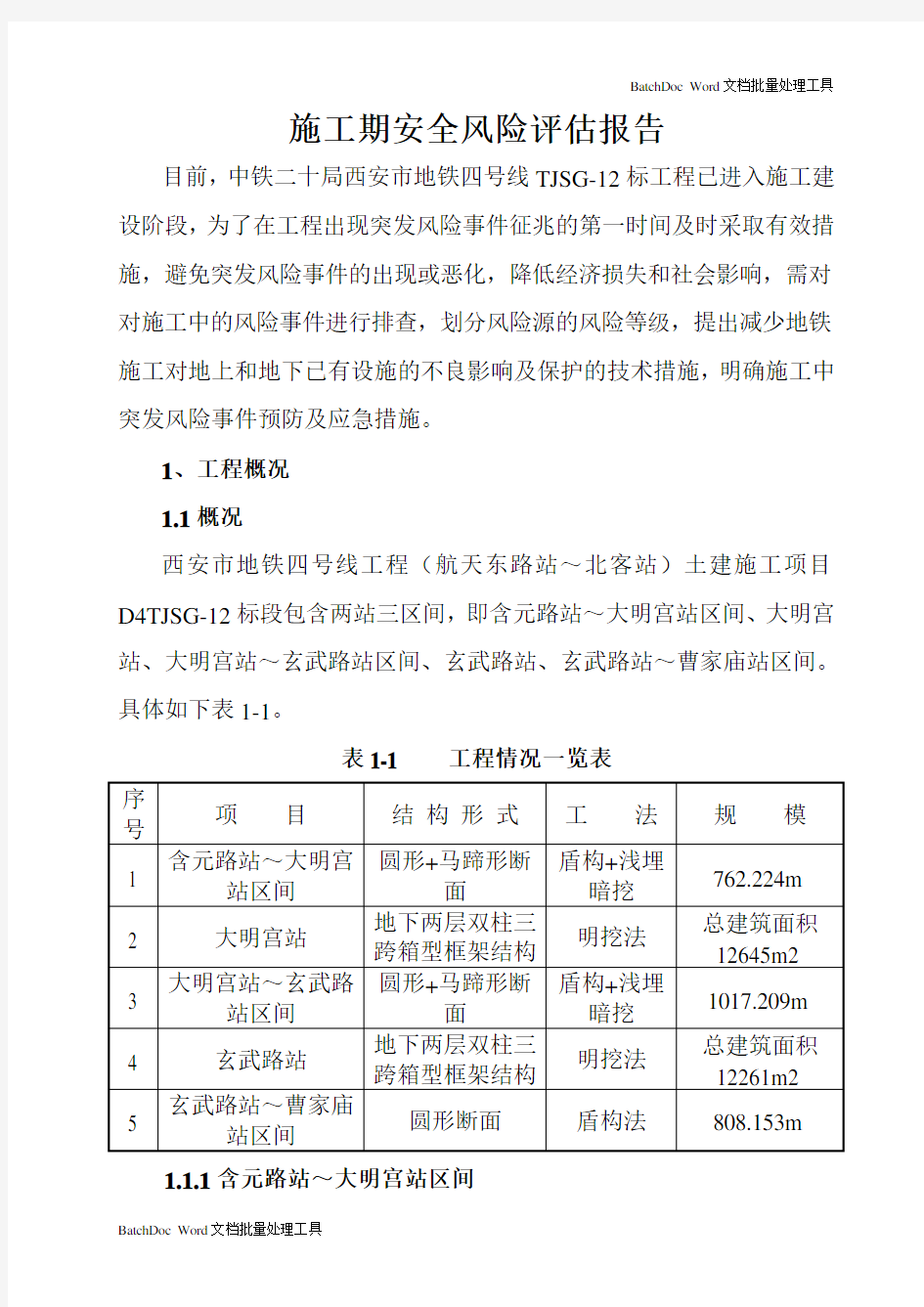 项目安全风险评估报告