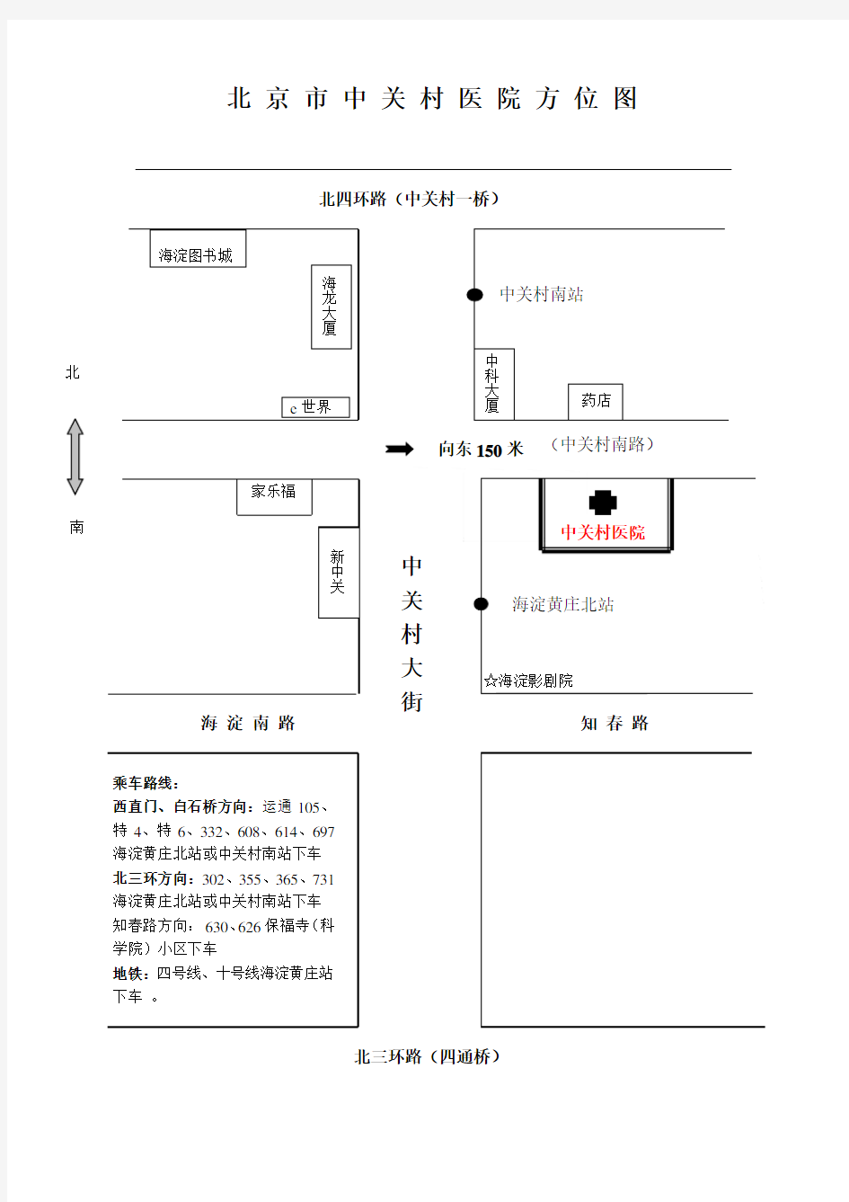 北京市中关村医院方位图