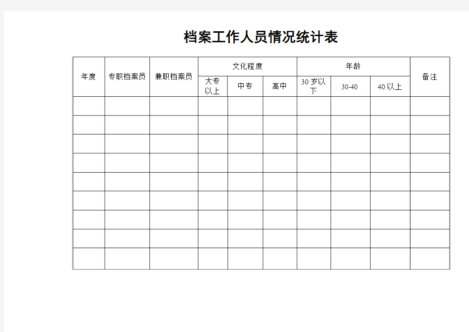 档案工作人员情况统计表