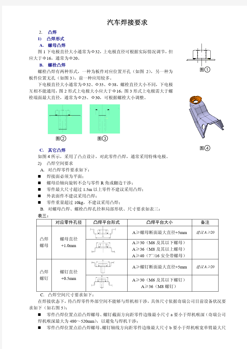 汽车零件焊接要求-凸焊