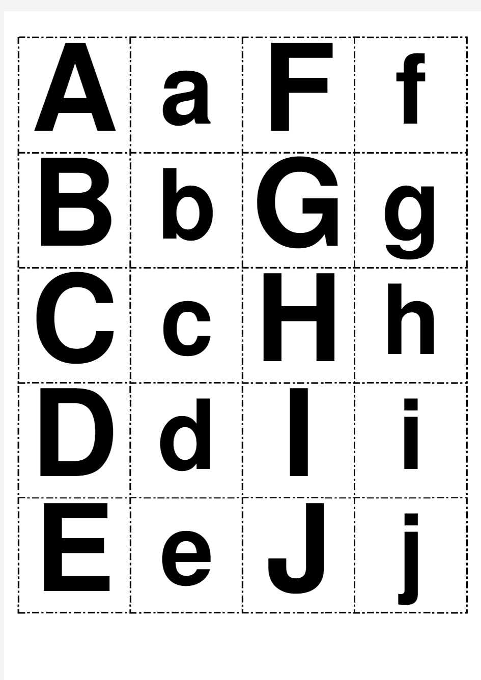 26个英文字母打印模板(可打印成卡片大小,供小孩学习。已排序)