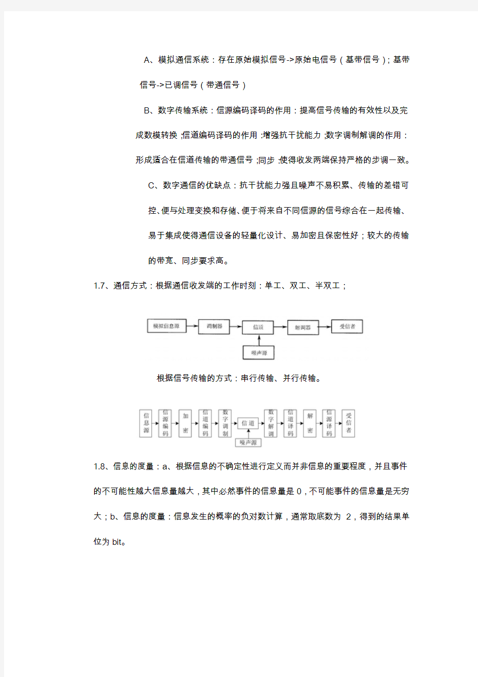 通信原理前两章知识点