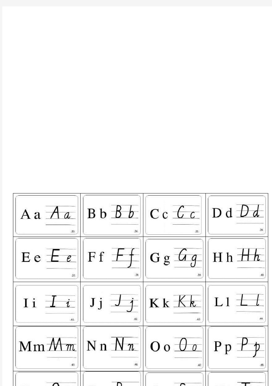 英文字母书写规范格式及四线三格模板