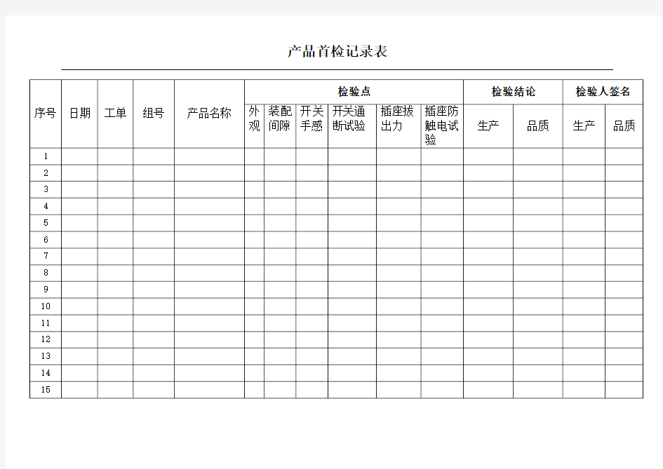 产品首检记录表