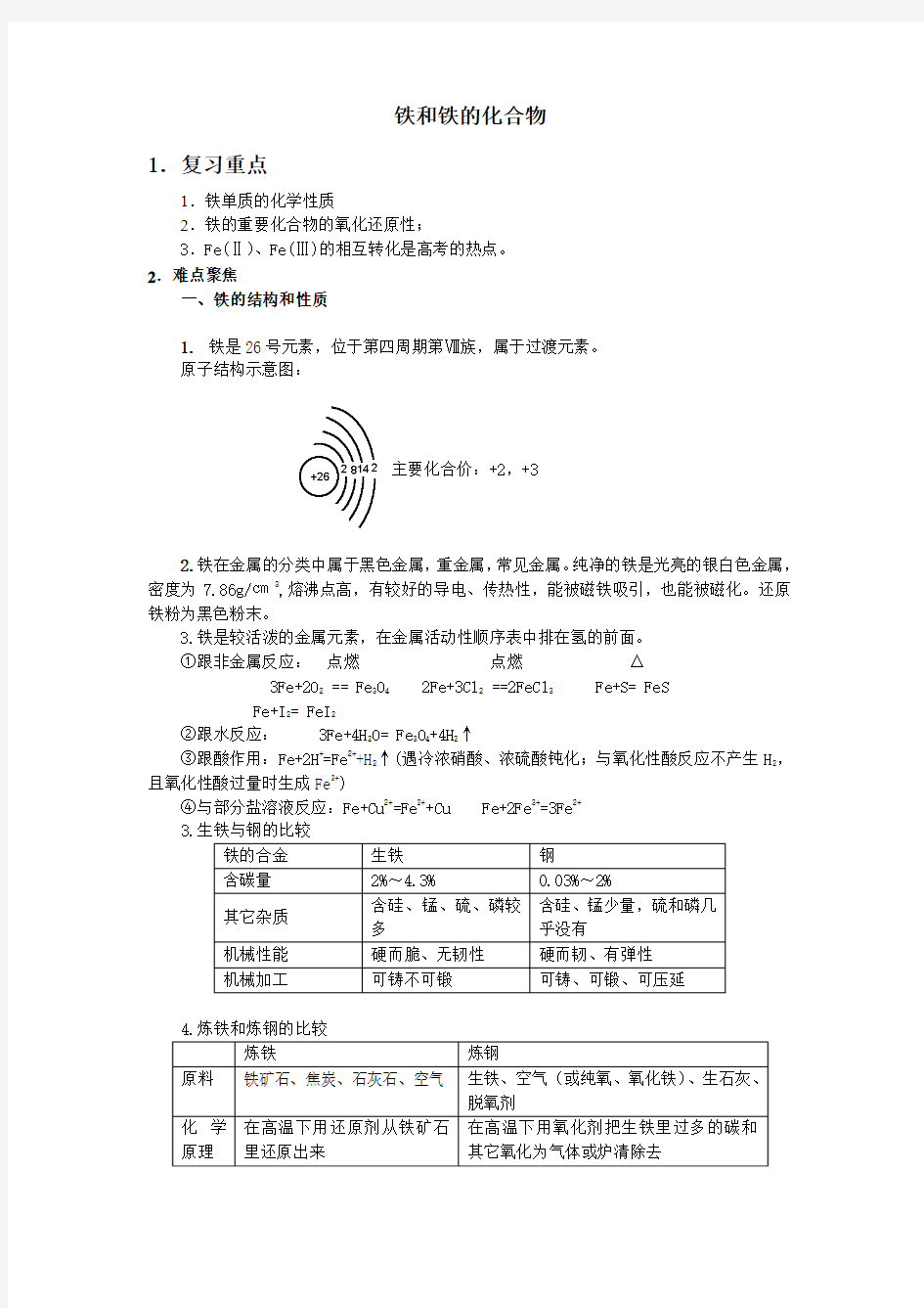 铁和铁化合物