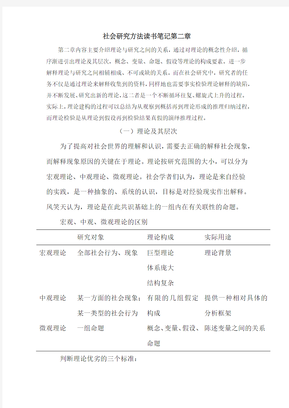 社会研究方法第二章读书笔记 