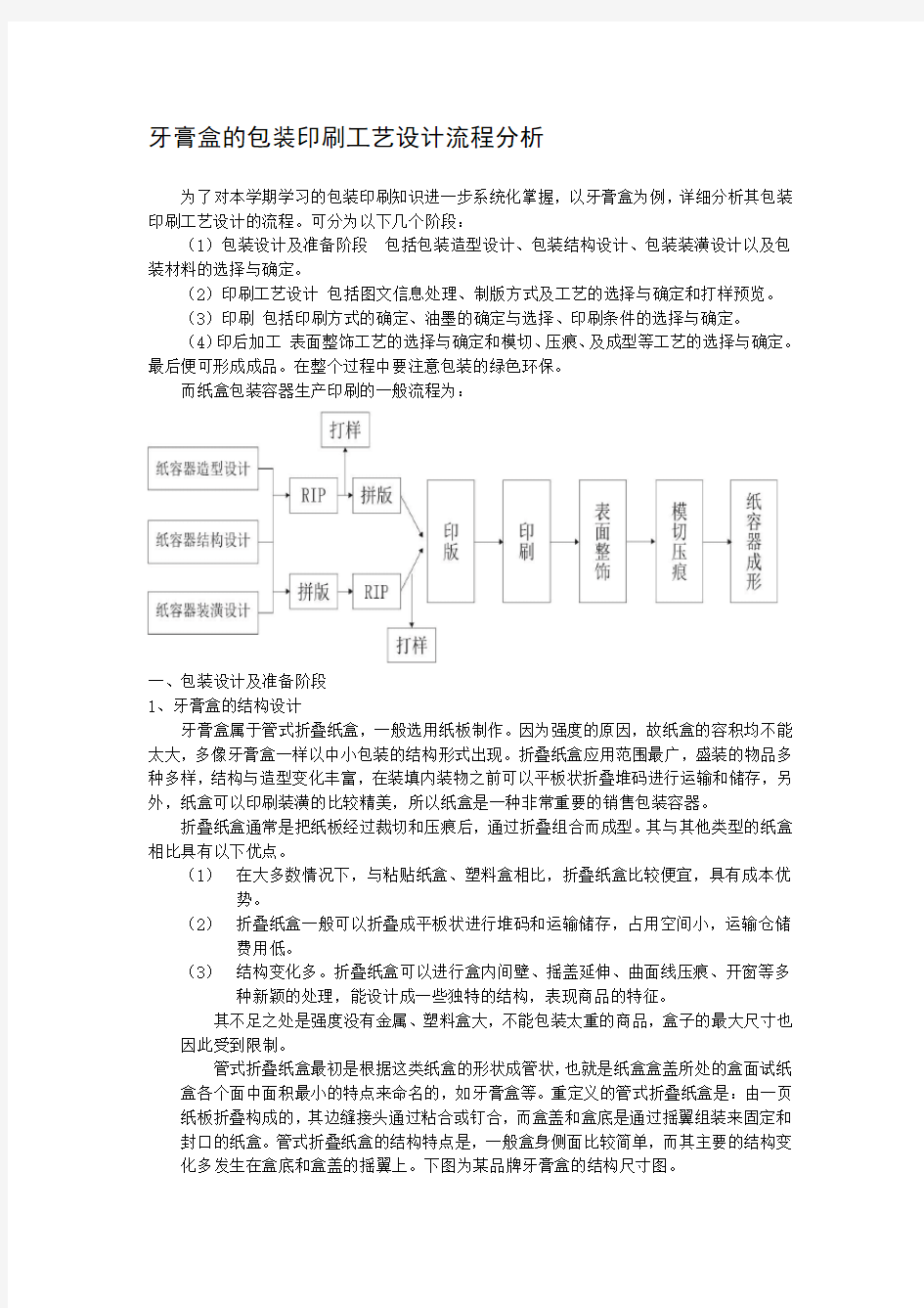 牙膏盒的包装印刷工艺设计流程分析.