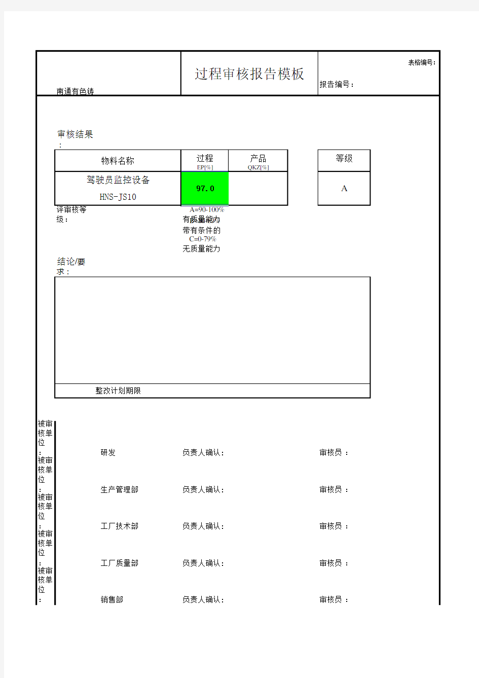 过程审核报告模板