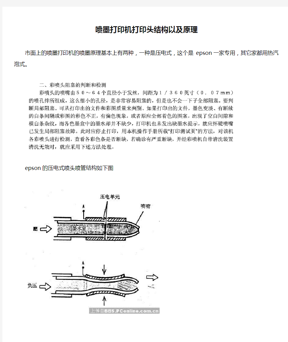 喷墨打印机打印头结构以及原理