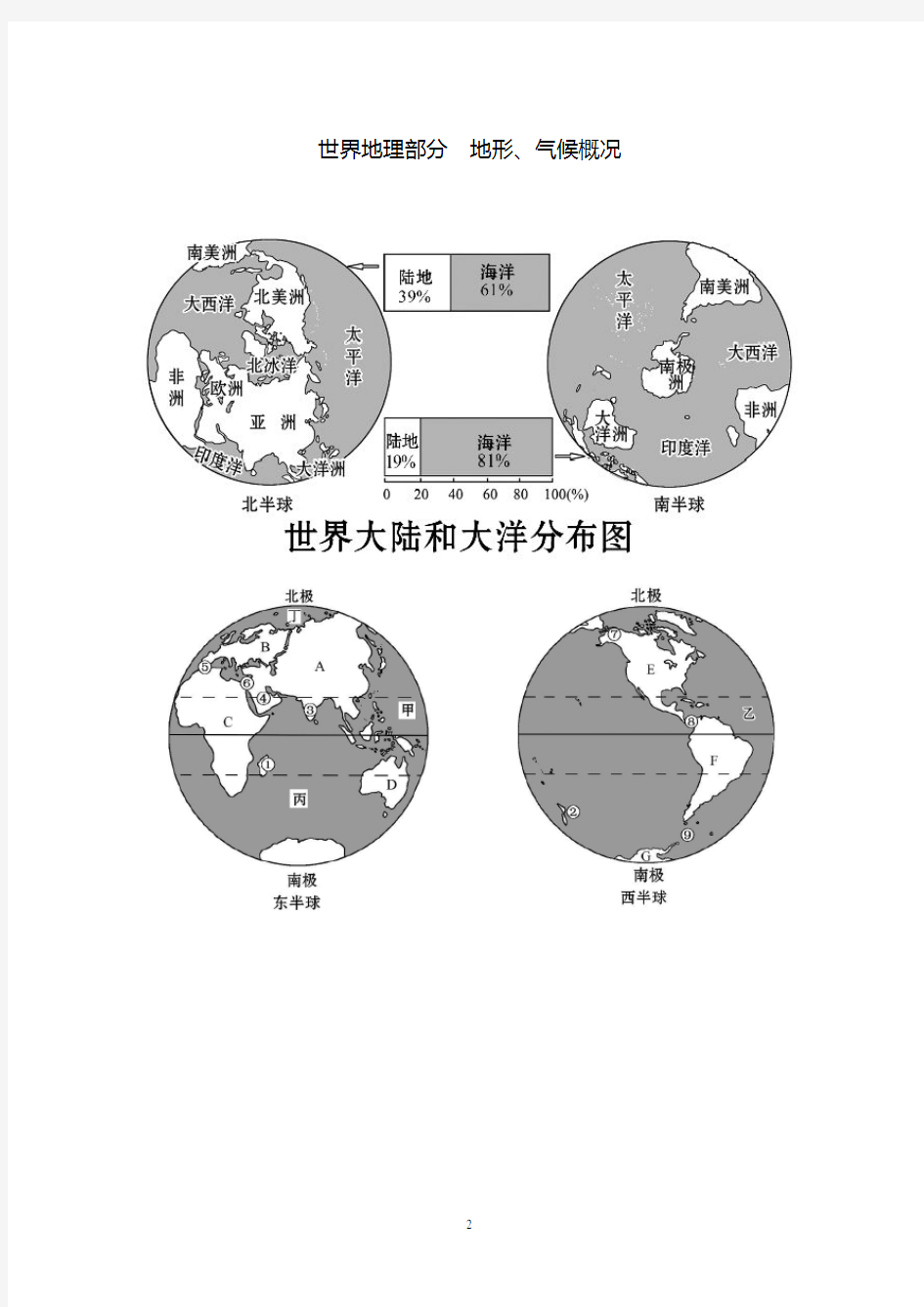 高中地理素材  高清区域地理地图 (用于学案打印)