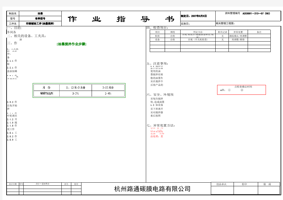 油墨作业指导书