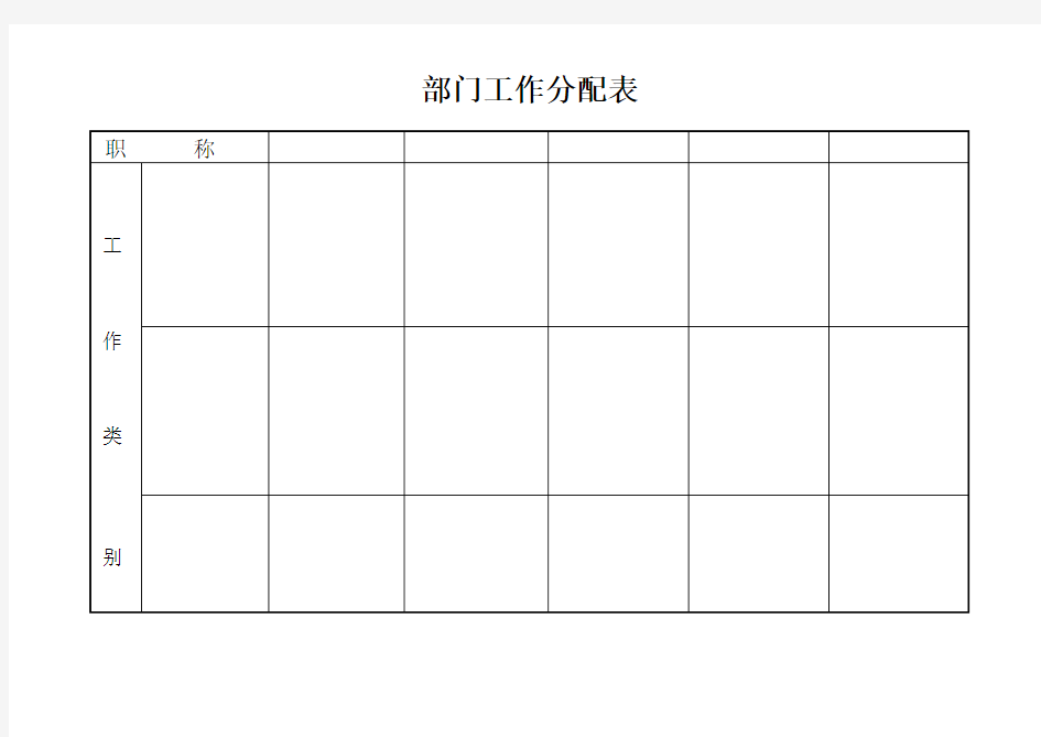 部门工作分配表