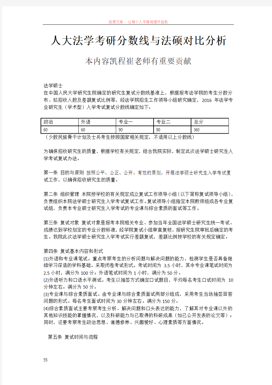 人大法学考研分数线与法硕对比分析