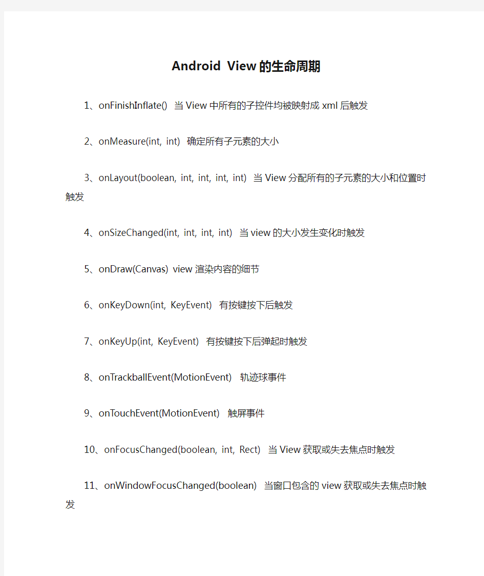 Android View的生命周期