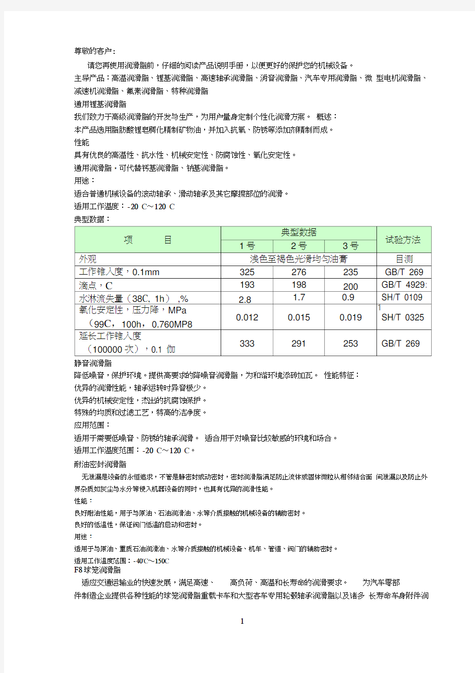 高温润滑脂的种类及应用