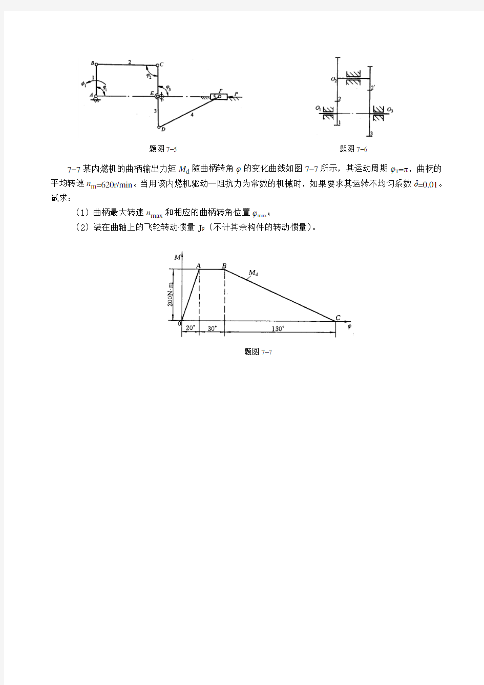 重庆大学机械原理-第七章习题