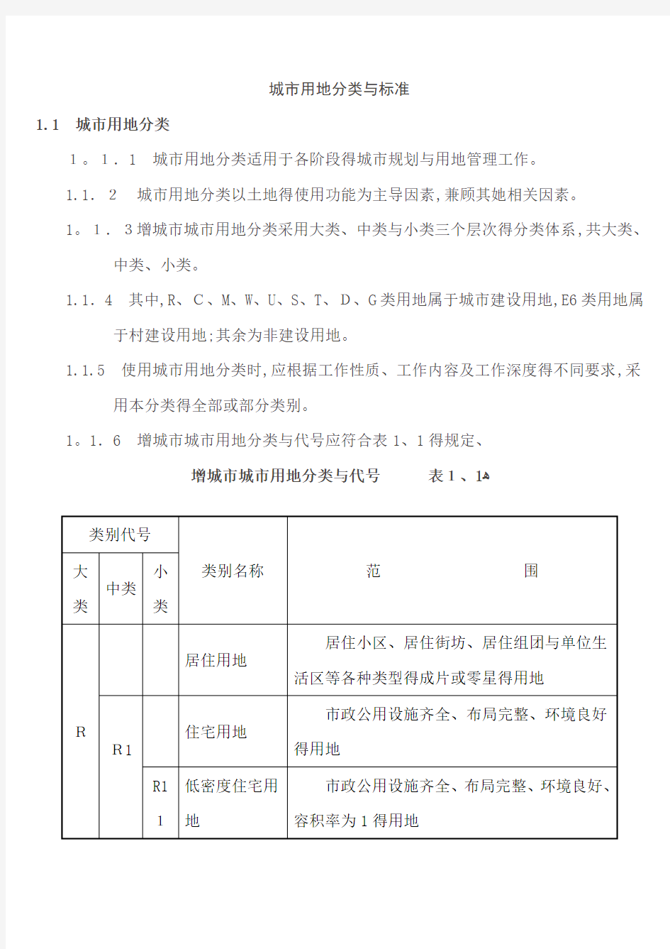 城市用地分类标准