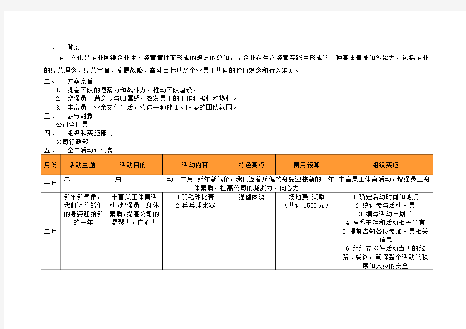 企业文化活动方案