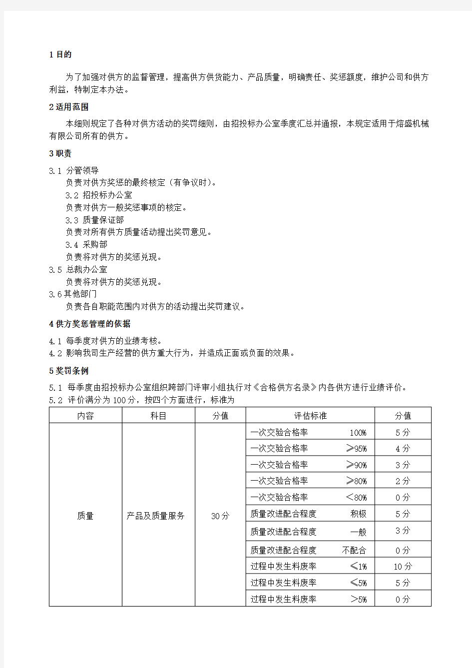 供应商奖惩管理办法