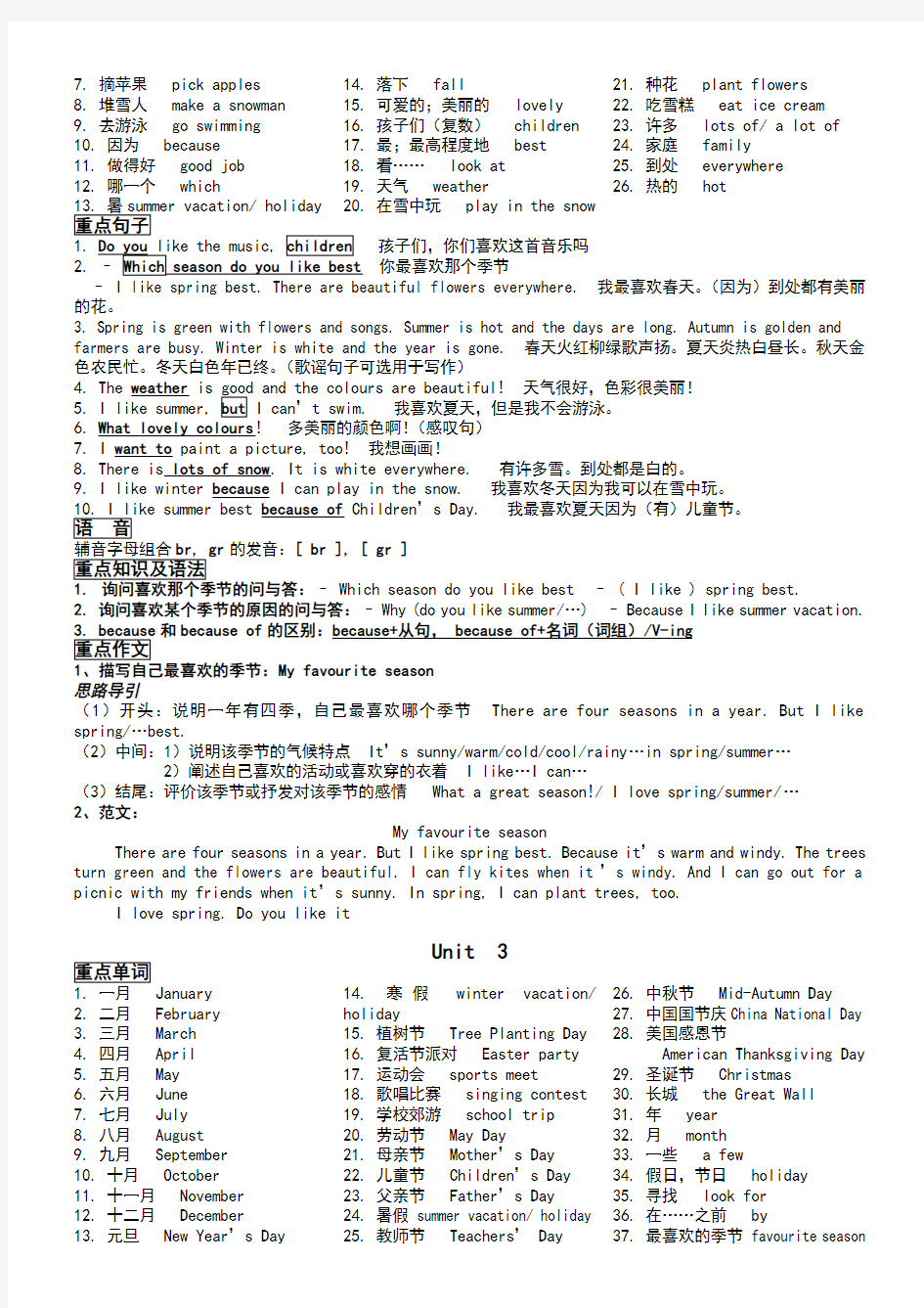 新版五年级下册知识点总结