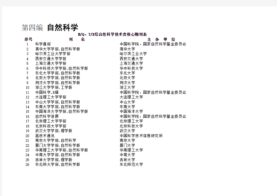 最新中文核心期刊要目总览