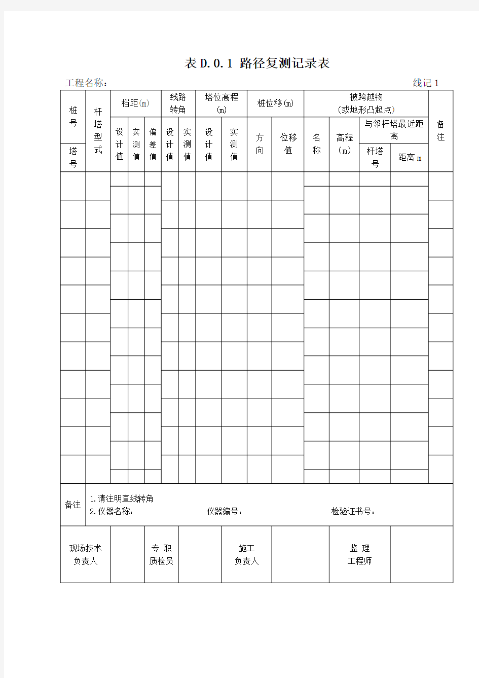 最新(最全)gb50173--电气装置安装工程-66kv及以下架空电力线路施工及验收规范-d类表格(最全)