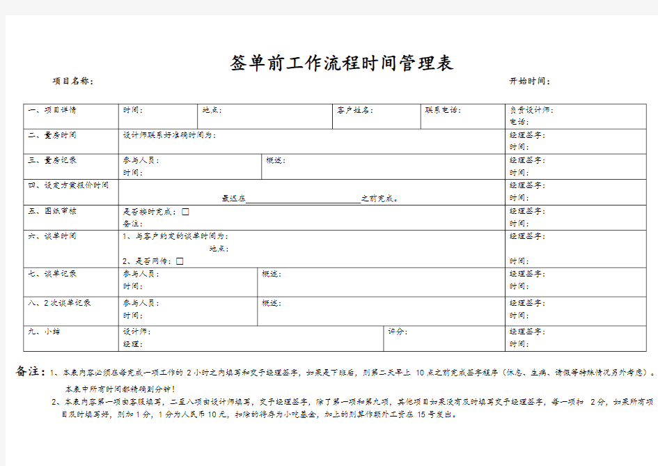 签单前工作流程时间管理表2(1)