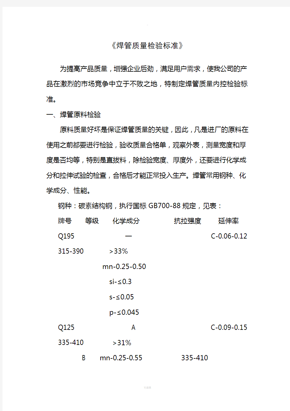 焊管质量检验标准(1)